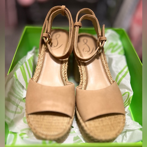 SAM EDELMAN IMMIE SAND SUDE PLATFORM SANDALS - Picture 3 of 7